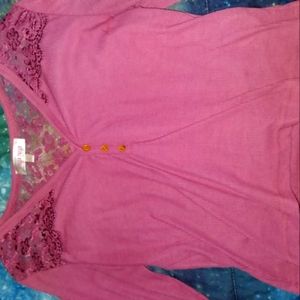 Lace Top Button Up Longsleeve (L)